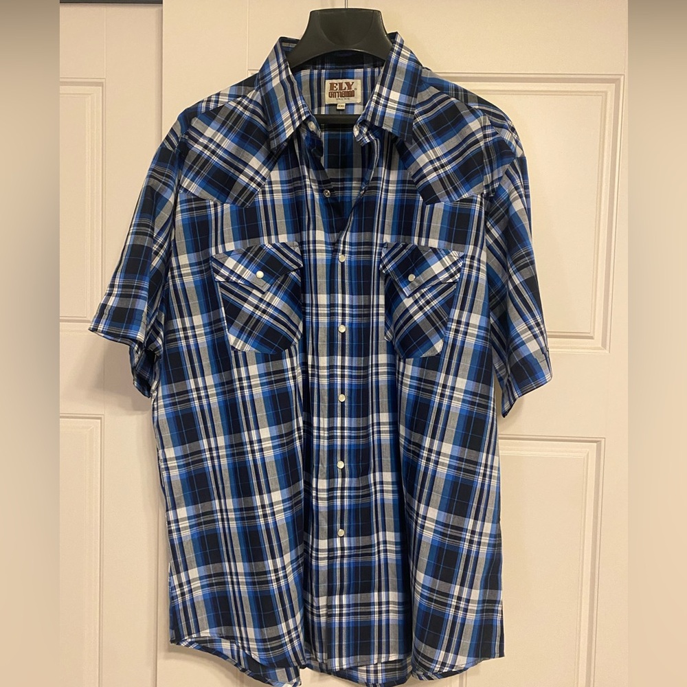 Ely Cattleman Men's Blue Plaid Shirt - 2X